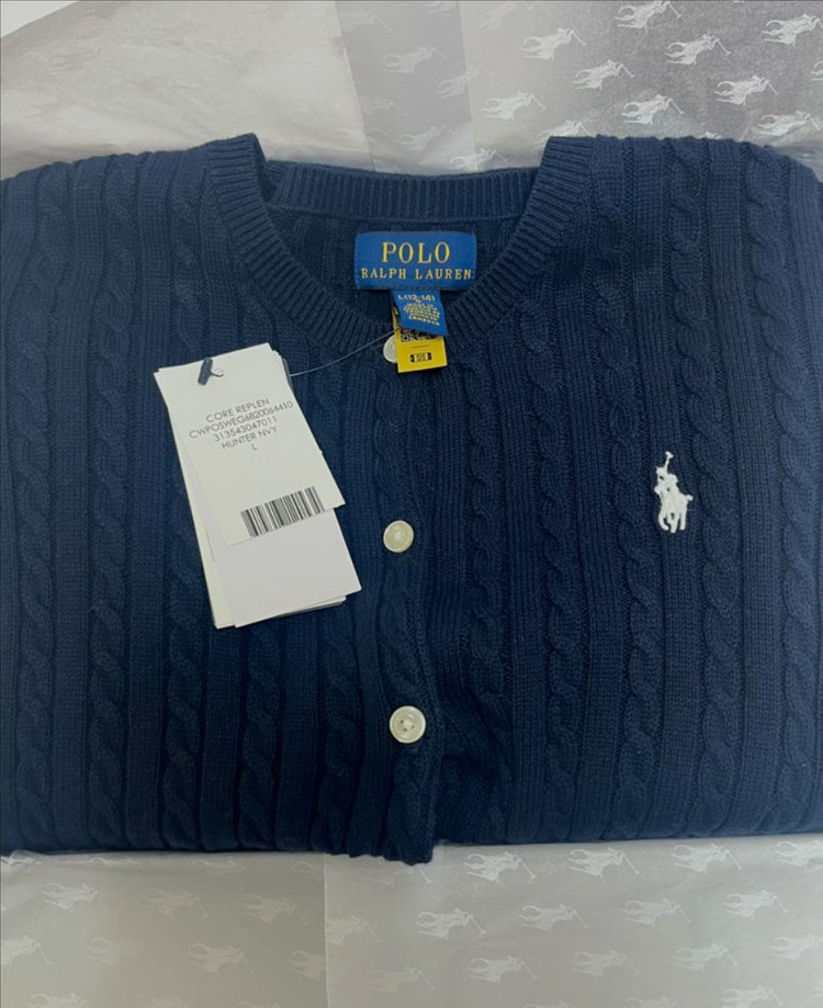 폴로 여성 꽈배기 가디건 네이비 팝니다--1