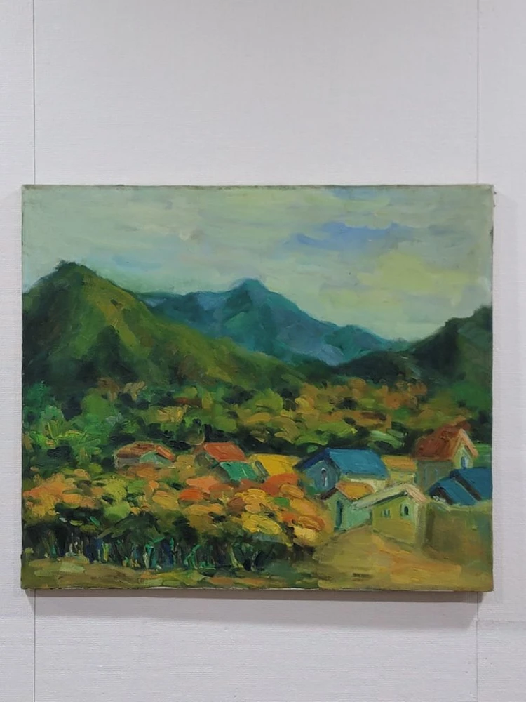 1980년대 유화 그림 산풍경 이미지