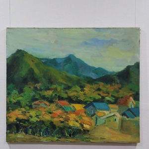 1980년대 유화 그림 산풍경 이미지