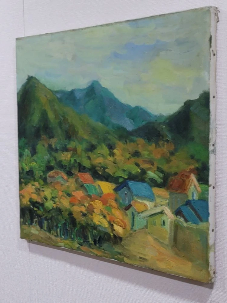 1980년대 유화 그림 산풍경 이미지