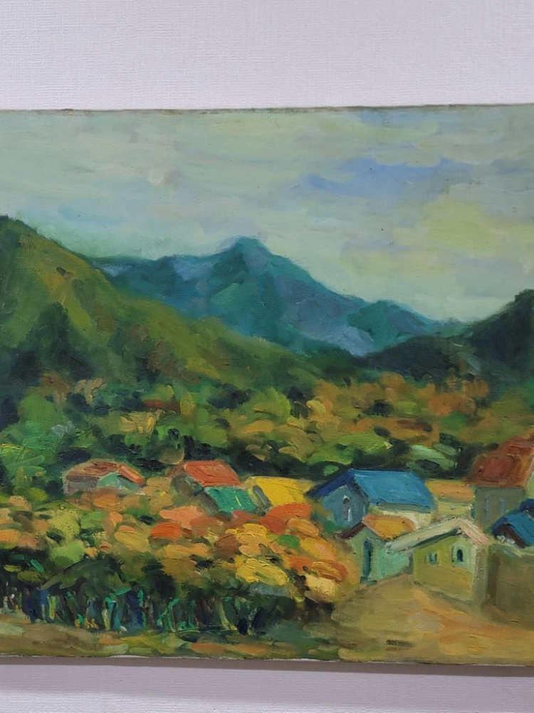 1980년대 유화 그림 산풍경 이미지