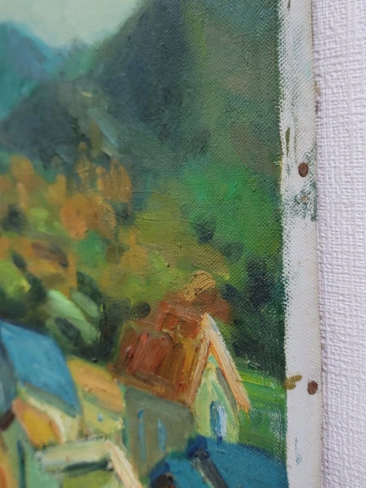 1980년대 유화 그림 산풍경 이미지