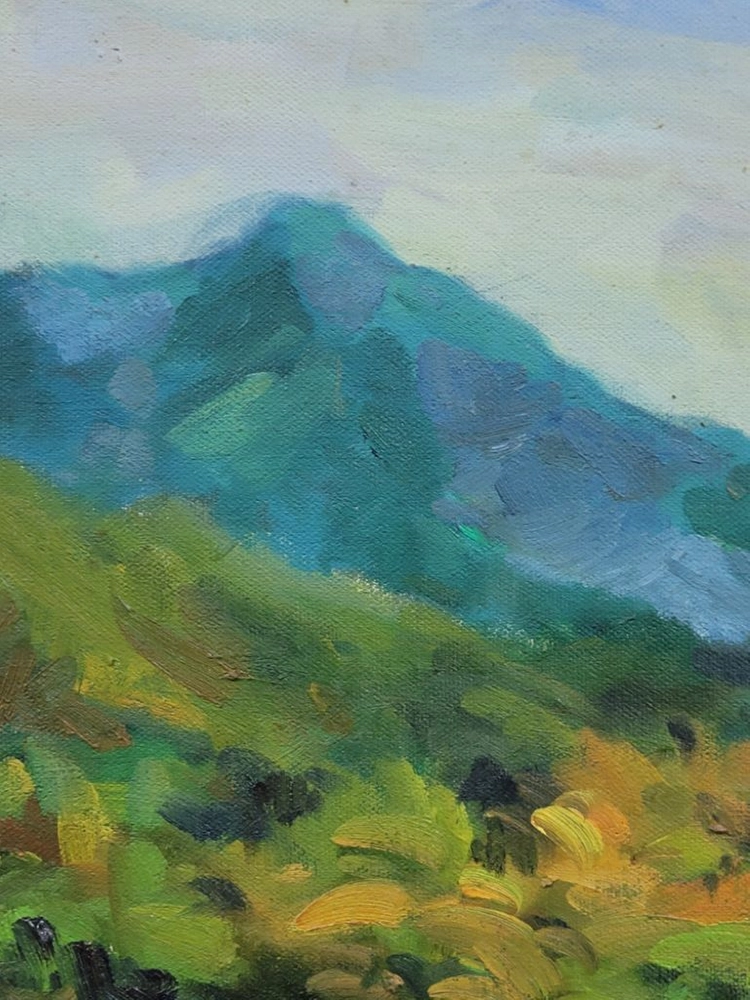 1980년대 유화 그림 산풍경 이미지