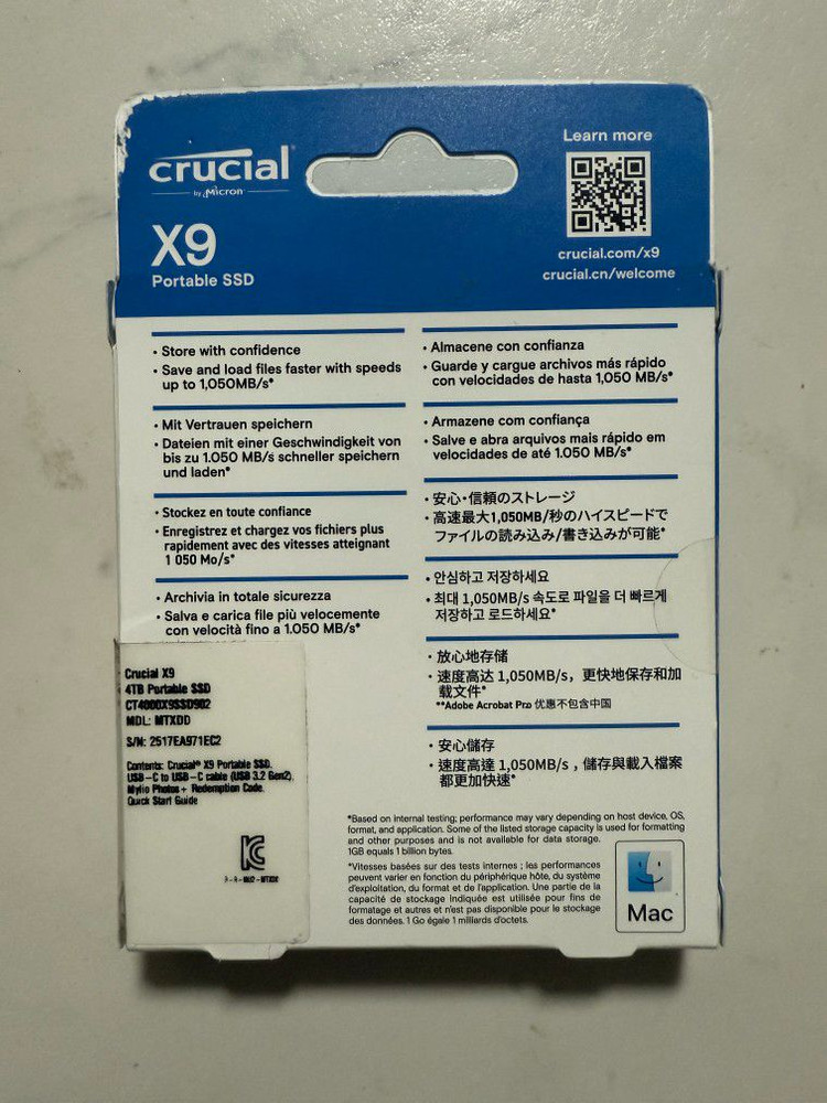 4TB 외장 포터블 SSD USB외장하드 마이크론 X9 이미지