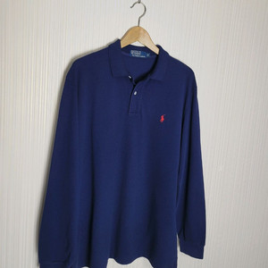 XL 폴로 긴팔 카라티셔츠 네이비 랄프로렌 피케 이미지