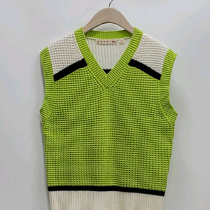유니클로 x 마르니 팝콘 니트 브이넥 베스트 / 여 M 옐로우그린 이미지