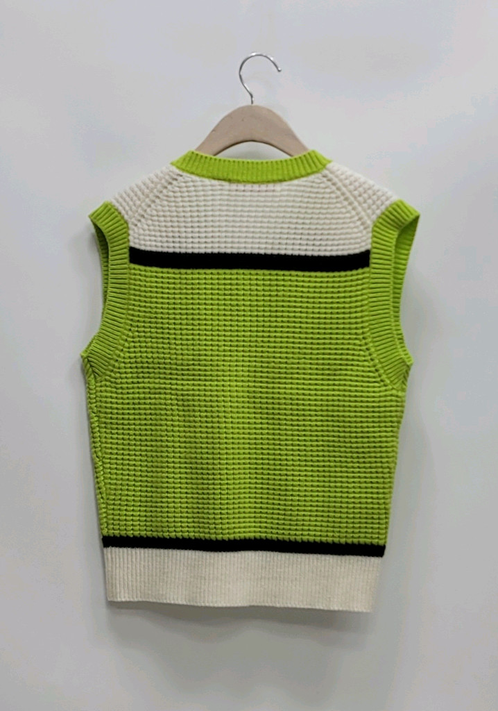 유니클로 x 마르니 팝콘 니트 브이넥 베스트 / 여 M 옐로우그린 이미지