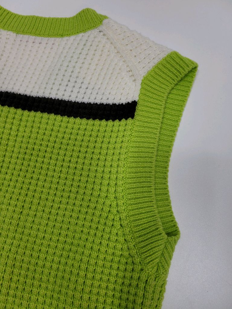 유니클로 x 마르니 팝콘 니트 브이넥 베스트 / 여 M 옐로우그린 이미지