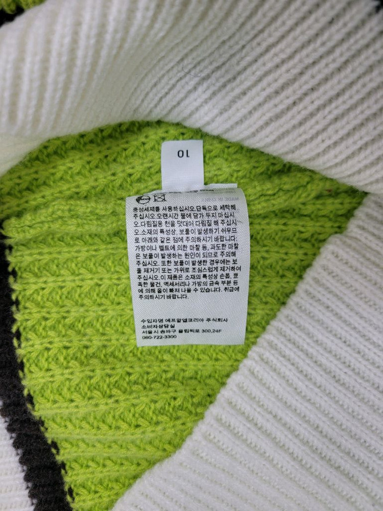 유니클로 x 마르니 팝콘 니트 브이넥 베스트 / 여 M 옐로우그린 이미지