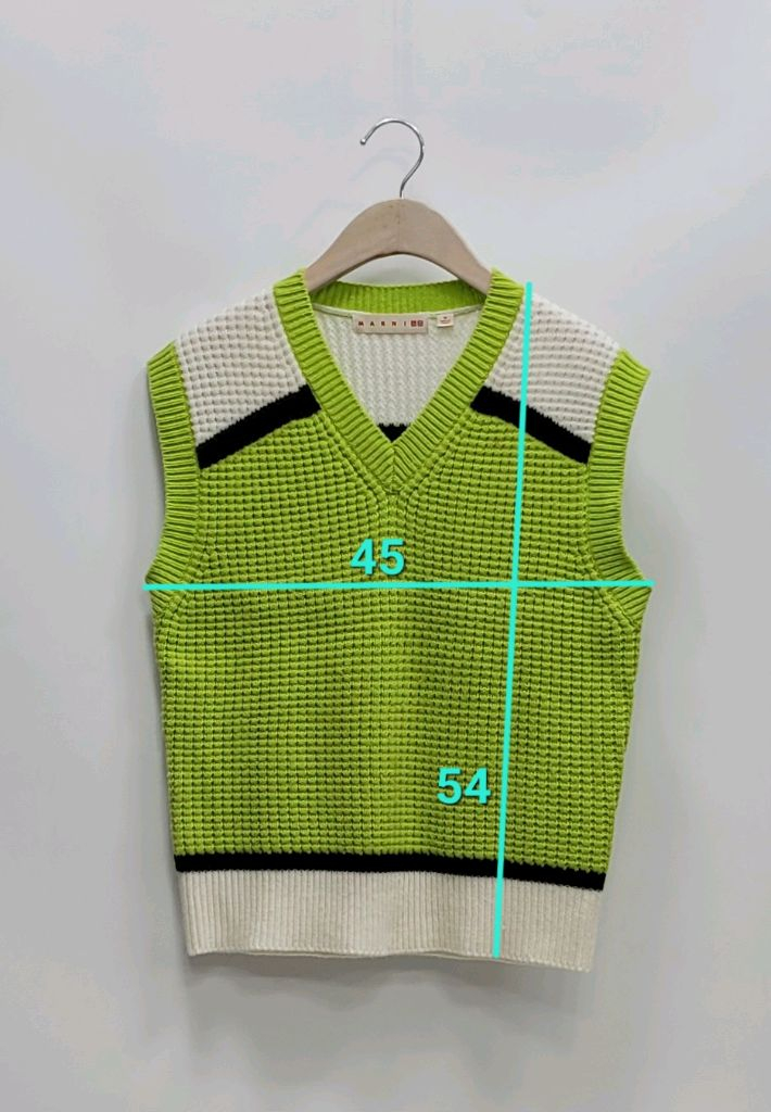 유니클로 x 마르니 팝콘 니트 브이넥 베스트 / 여 M 옐로우그린 이미지