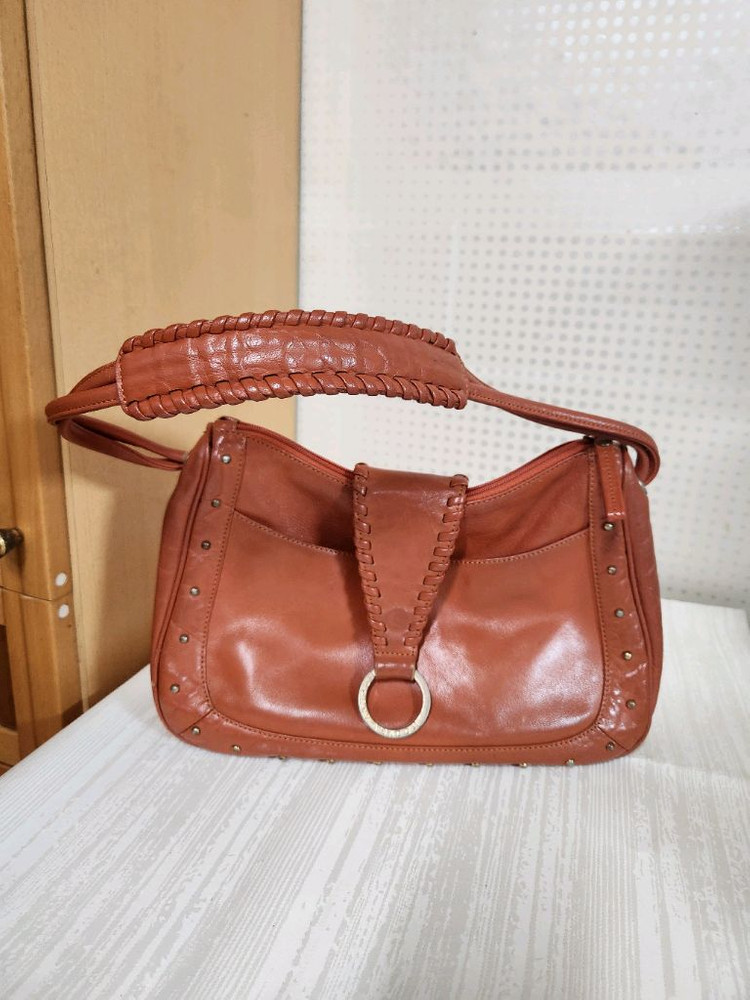 빈티지 소가죽 숄더백 브라운 여성 가방--1