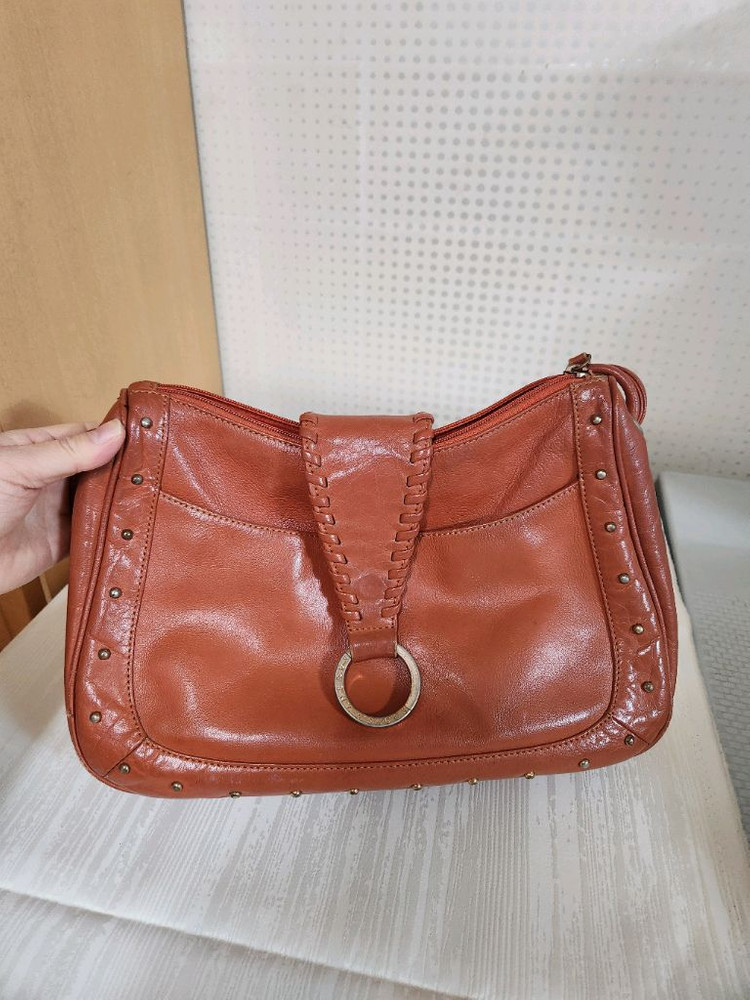 빈티지 소가죽 숄더백 브라운 여성 가방--3