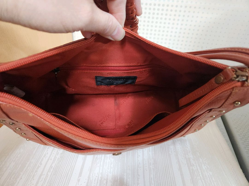 빈티지 소가죽 숄더백 브라운 여성 가방--4