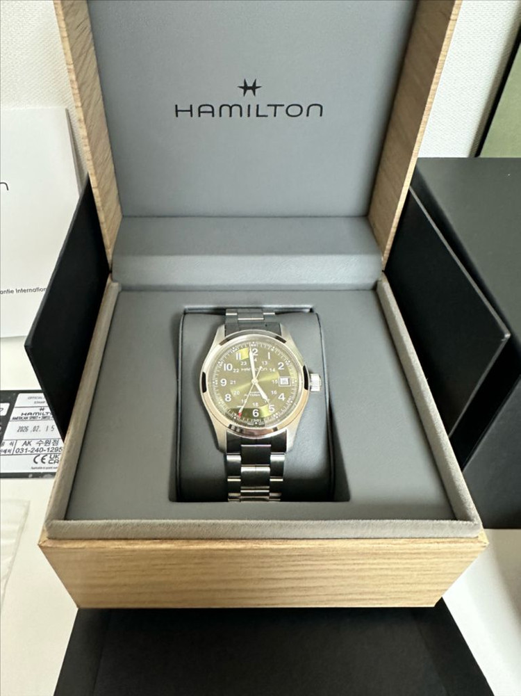 해밀턴 카키필드 오토 38mm 그린 다이얼 시계 이미지