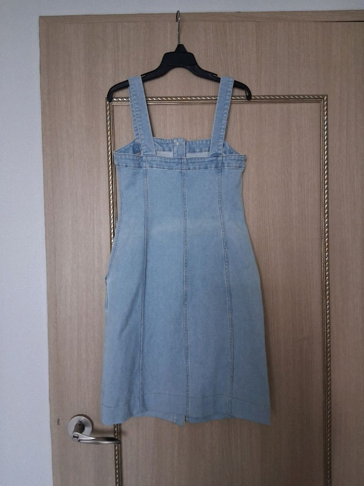 한섬 클럽모나코 연청 데님 멜빵 원피스--1