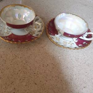 빈티지 삼발이 찻잔 세트/앤틱 이미지