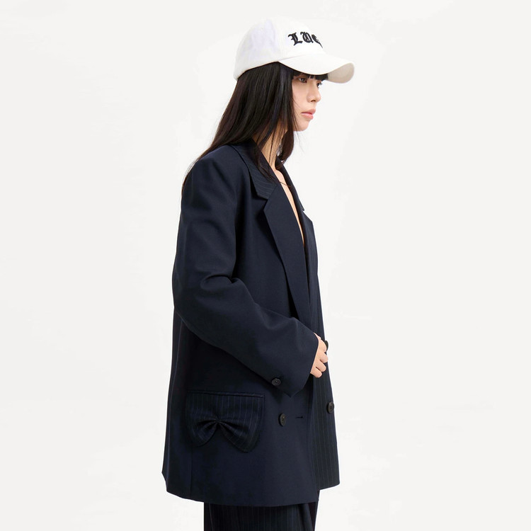 럭키슈에뜨(LUCKYCHOUETTE) 스트라이프 더블자켓 프리사이즈 새상품--1