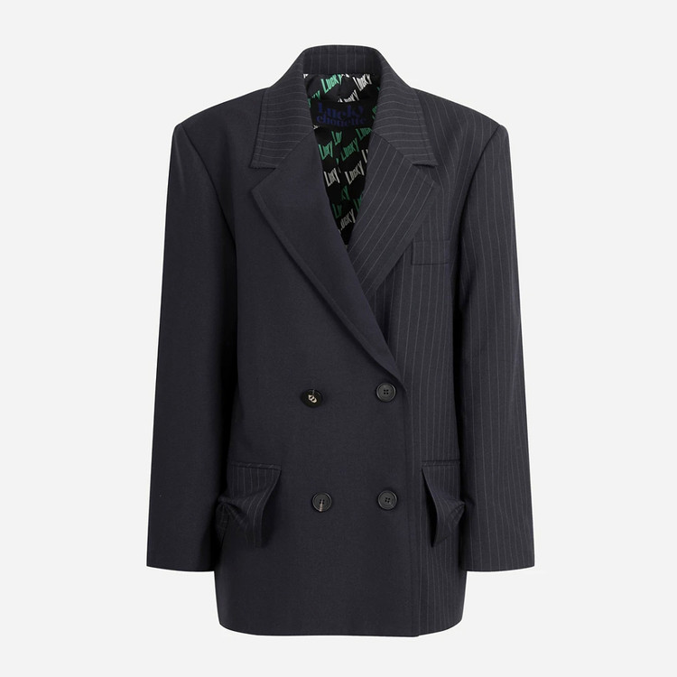 럭키슈에뜨(LUCKYCHOUETTE) 스트라이프 더블자켓 프리사이즈 새상품--3