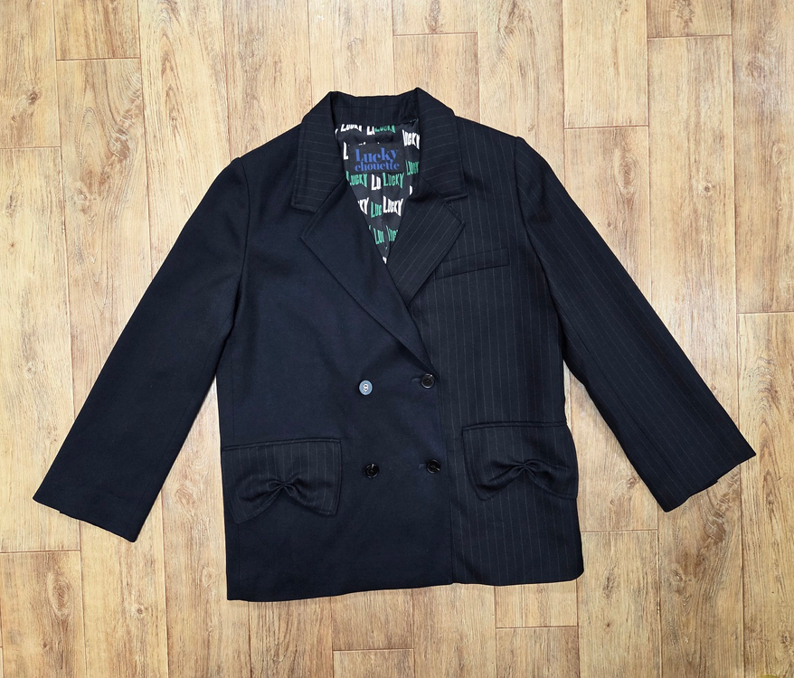 럭키슈에뜨(LUCKYCHOUETTE) 스트라이프 더블자켓 프리사이즈 새상품--5