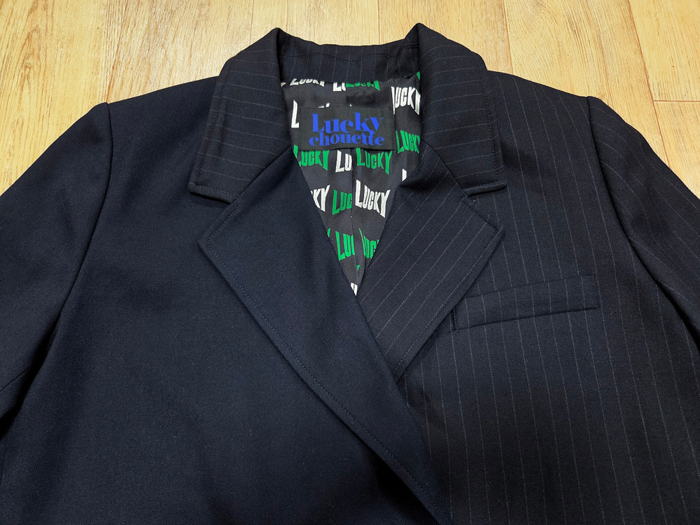 럭키슈에뜨(LUCKYCHOUETTE) 스트라이프 더블자켓 프리사이즈 새상품--6