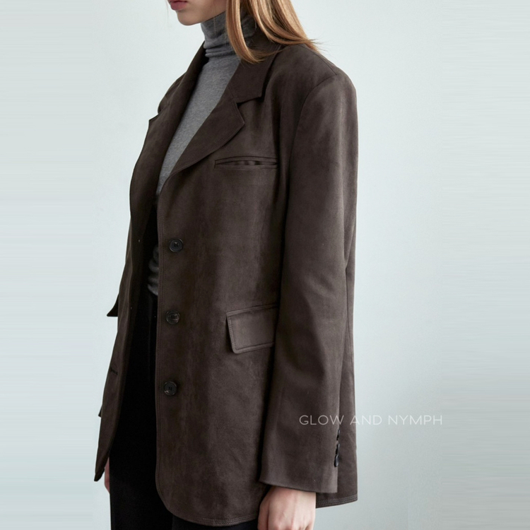 글로우앤님프(GLOW AND NYMPH) 스웨이드 자켓 프리사이즈--2