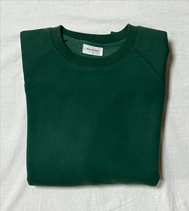 [새상품] L) 커버낫 스몰 로고 기모 맨투맨 그린--2