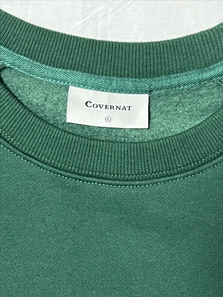 [새상품] L) 커버낫 스몰 로고 기모 맨투맨 그린--3