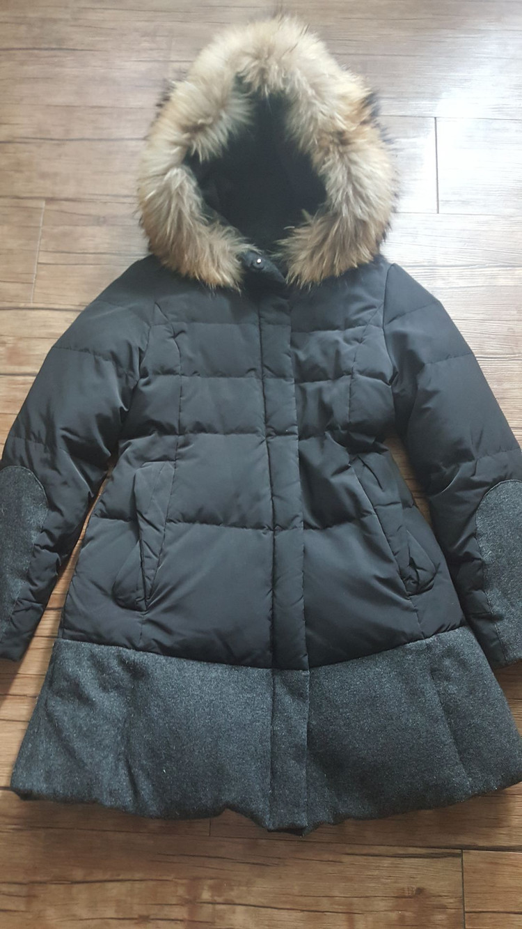 여성55 66패딩 SJ WANI 와니 덕다운 오리털 투톤 퍼 후드 점퍼 롱패딩--0