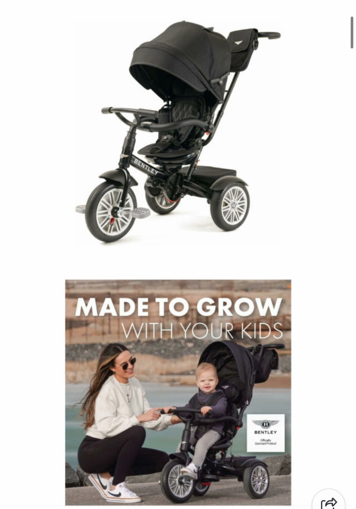 벤틀리 트라이시클 자전거 블랙 + 전용컵홀더--3