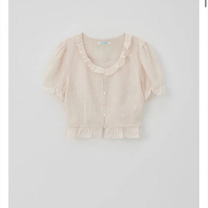 타낫 linen ruffle cloud 핑크 블라우스 새상품 이미지