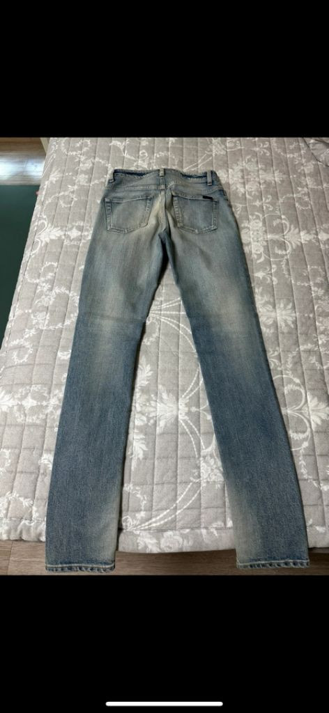 생로랑 미디움 웨이스트 연청 데님 진 25 s--3