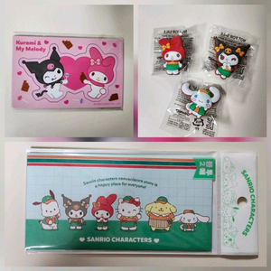 산리오 캐릭터즈 세븐일레븐 한정 굿즈 세트 마그넷 지비츠 봉투 스티커 이미지