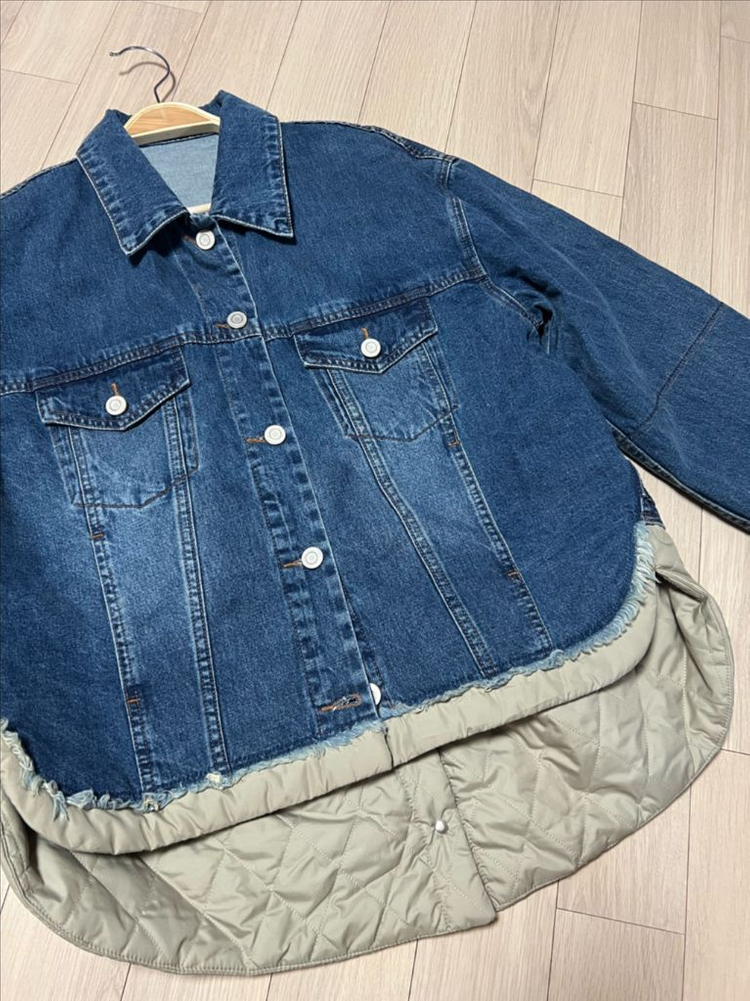 한섬 시스템 SYSTEM 패딩 레이어드 데님 자켓 퀼팅 누빔 안감 청점퍼 이미지