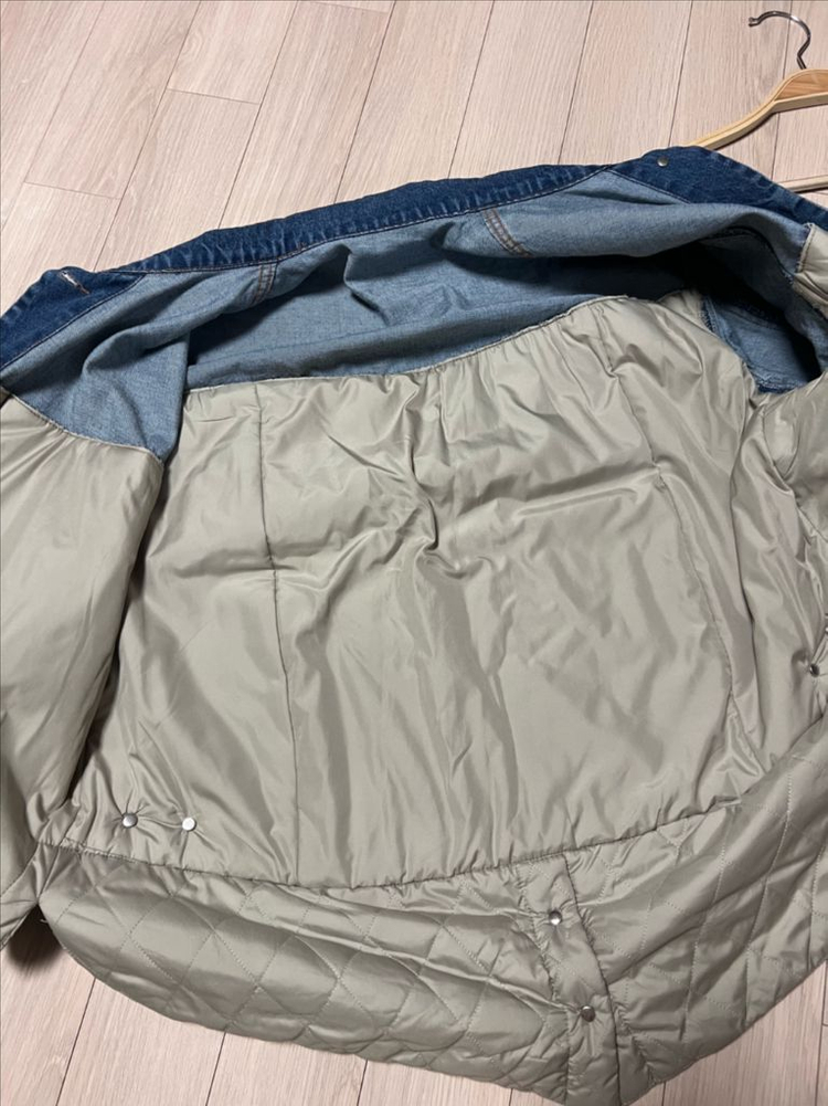 한섬 시스템 SYSTEM 패딩 레이어드 데님 자켓 퀼팅 누빔 안감 청점퍼 이미지