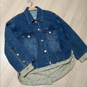 한섬 시스템 SYSTEM 패딩 레이어드 데님 자켓 퀼팅 누빔 안감 청점퍼 이미지