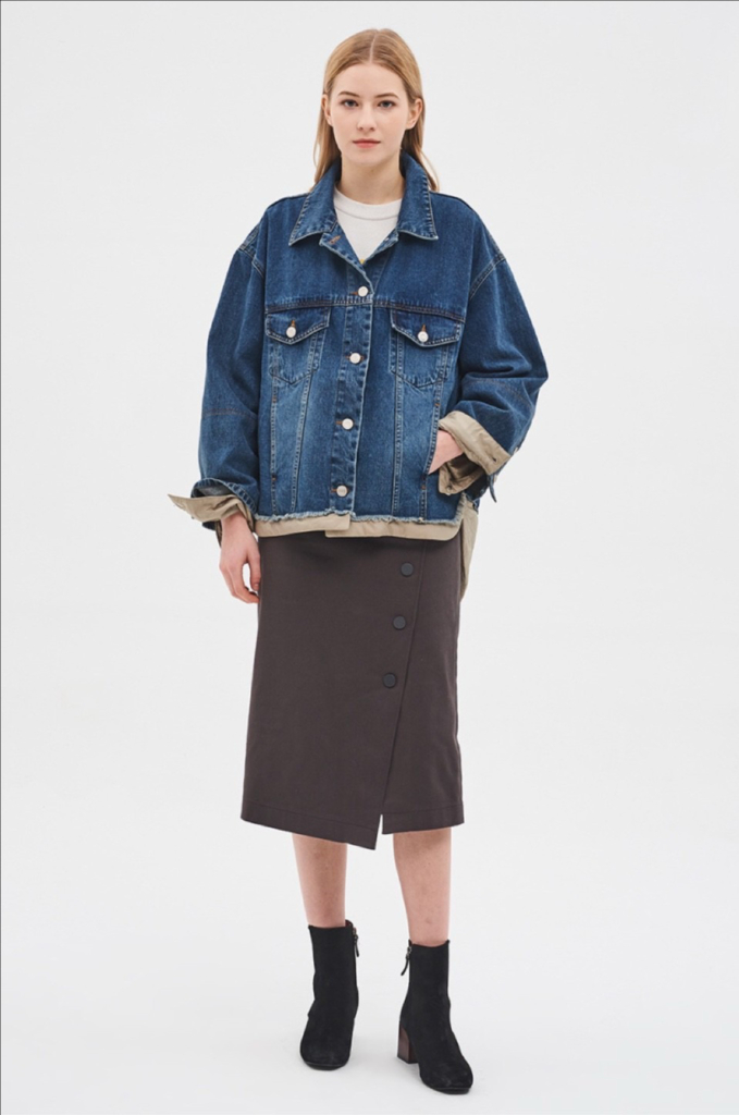 한섬 시스템 SYSTEM 패딩 레이어드 데님 자켓 퀼팅 누빔 안감 청점퍼 이미지