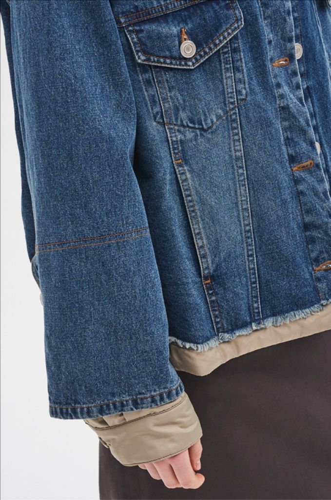 한섬 시스템 SYSTEM 패딩 레이어드 데님 자켓 퀼팅 누빔 안감 청점퍼 이미지