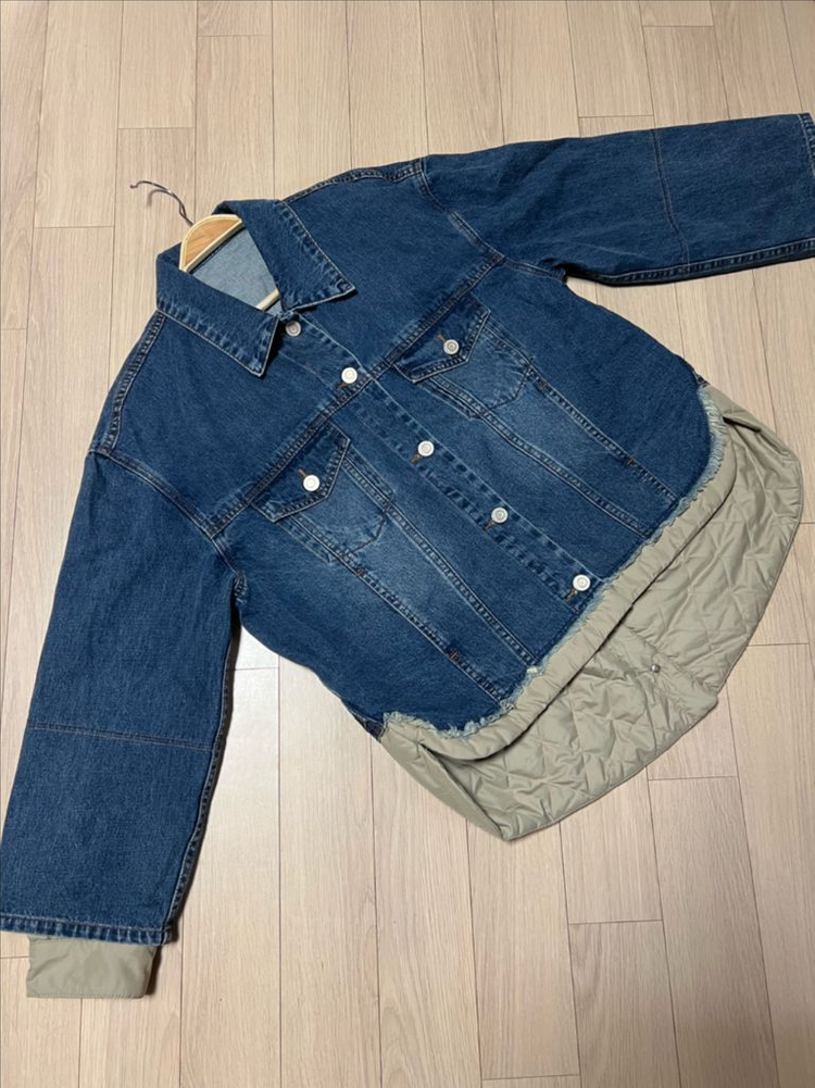 한섬 시스템 SYSTEM 패딩 레이어드 데님 자켓 퀼팅 누빔 안감 청점퍼 이미지