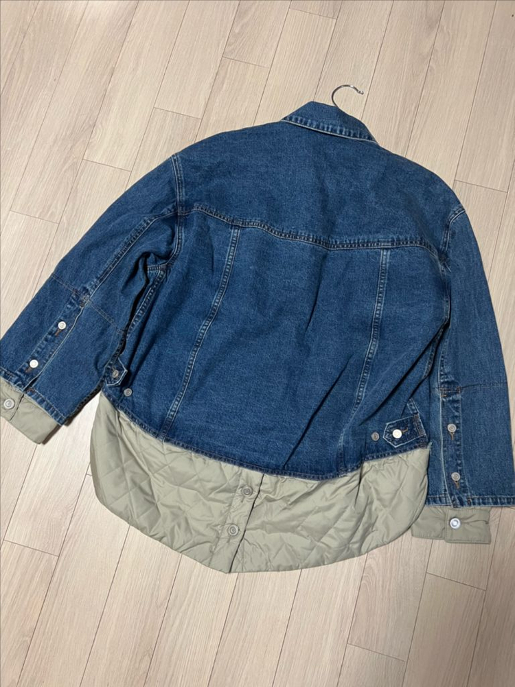 한섬 시스템 SYSTEM 패딩 레이어드 데님 자켓 퀼팅 누빔 안감 청점퍼 이미지