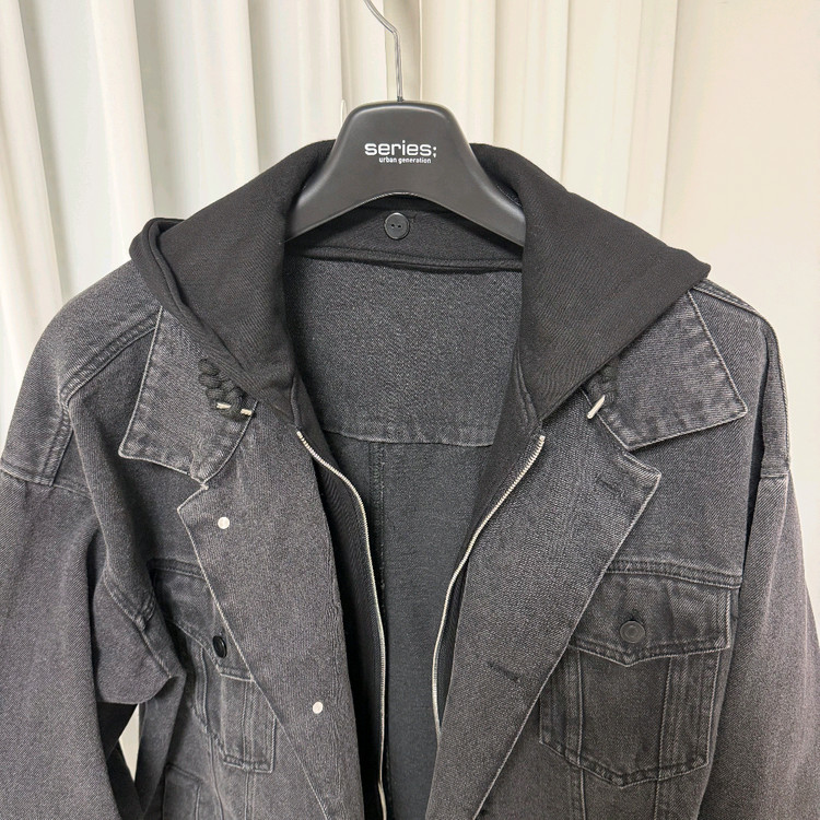 빈티지)OUR Room 아워룸 블랙 후드데님 쟈켓 프리사이즈--1