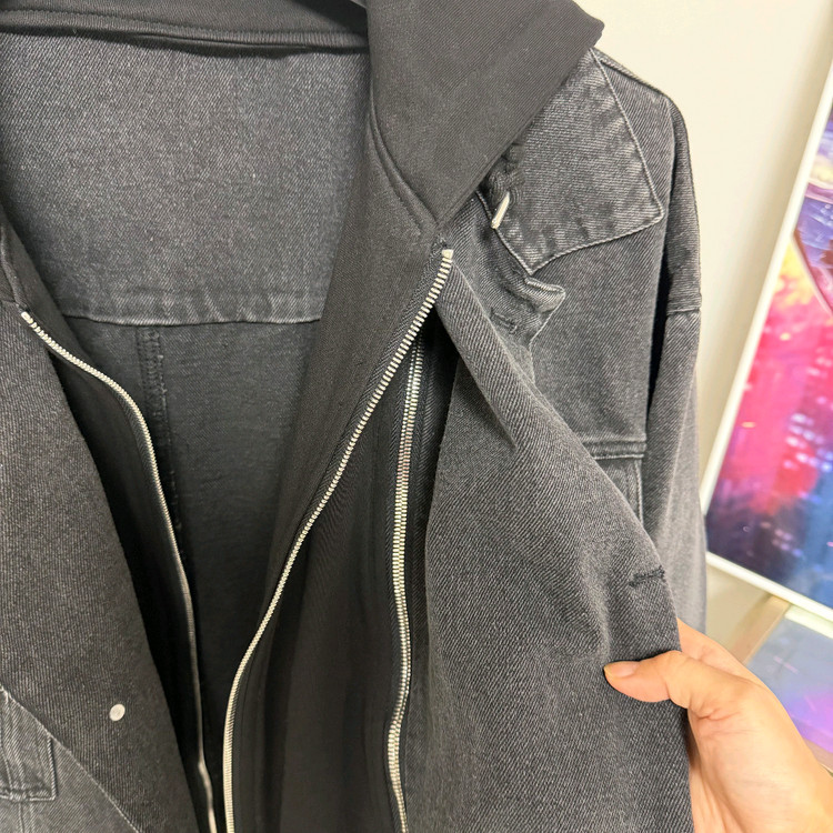 빈티지)OUR Room 아워룸 블랙 후드데님 쟈켓 프리사이즈--2