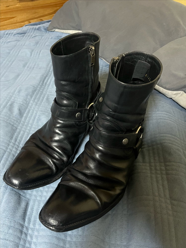 생로랑 Wyatt 하네스 부츠 블랙 40.5(에디 슬리먼 시그니처)--0