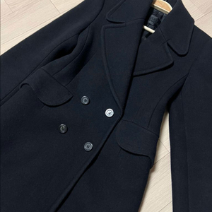 럭키슈에뜨 울100% 물결포켓 아워글래스 롱코트 블랙 검정 더블버튼 오피스룩 정장 아워글라스 이미지