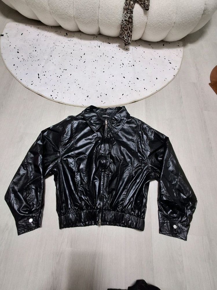 블랙 레더 자켓,Avandress 레더 숏 자켓,레더집업,바람막이 이미지