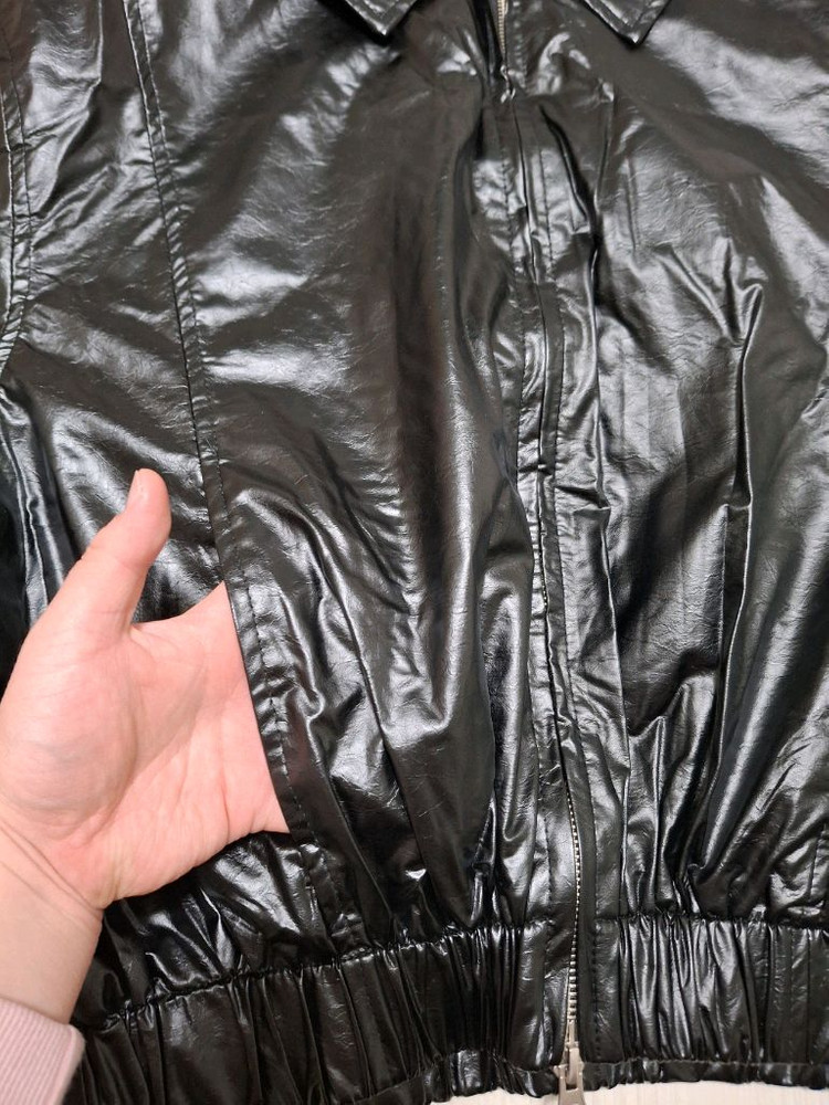 블랙 레더 자켓,Avandress 레더 숏 자켓,레더집업,바람막이 이미지