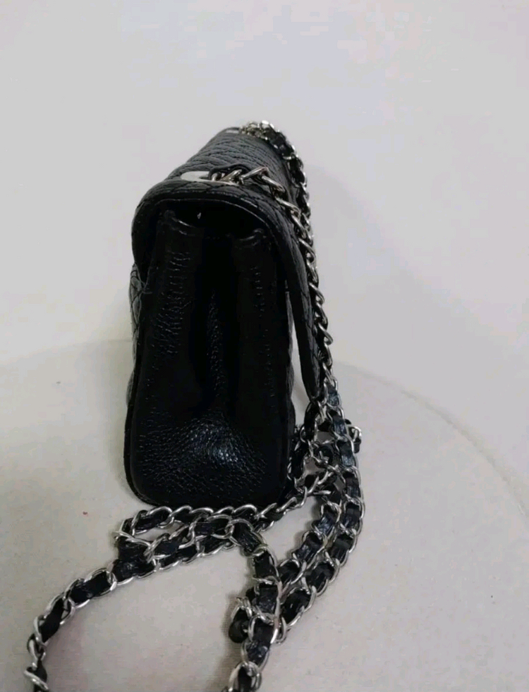 여성 러브캣 꽃장식 뉴퀼팅 미니 체인백 (블랙) 이미지
