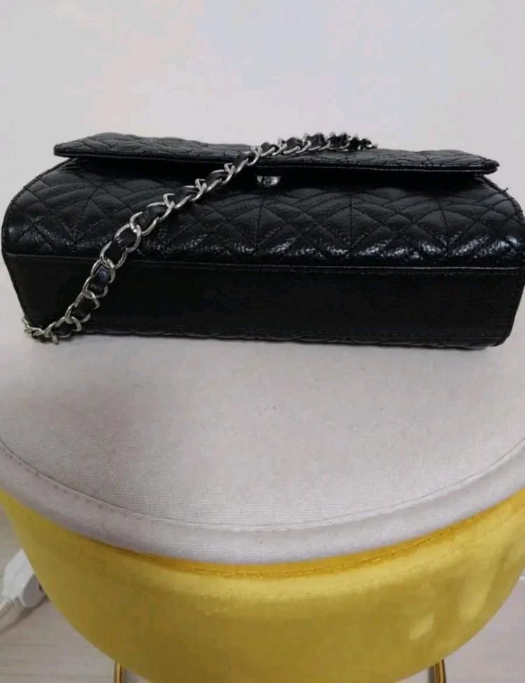 여성 러브캣 꽃장식 뉴퀼팅 미니 체인백 (블랙) 이미지