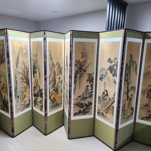 근현대 화단의 거목 우향 임경수 친필 양면 병풍 (사군자/고사인물화)