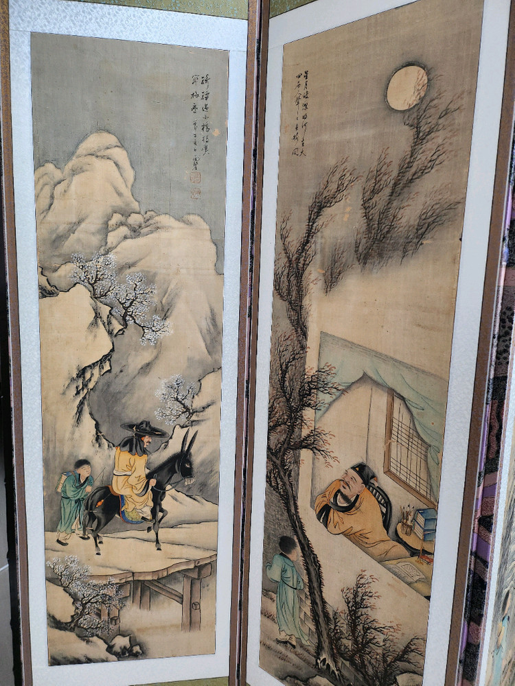 근현대 화단의 거목 우향 임경수 친필 양면 병풍 (사군자/고사인물화)--3