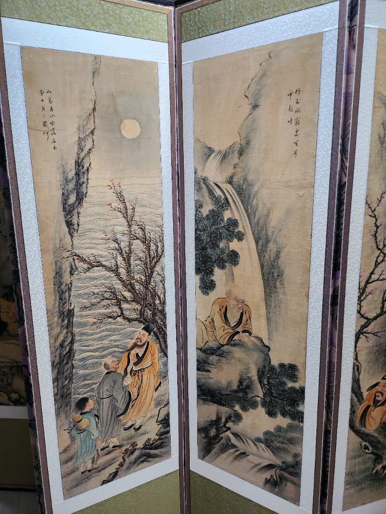 근현대 화단의 거목 우향 임경수 친필 양면 병풍 (사군자/고사인물화)--4